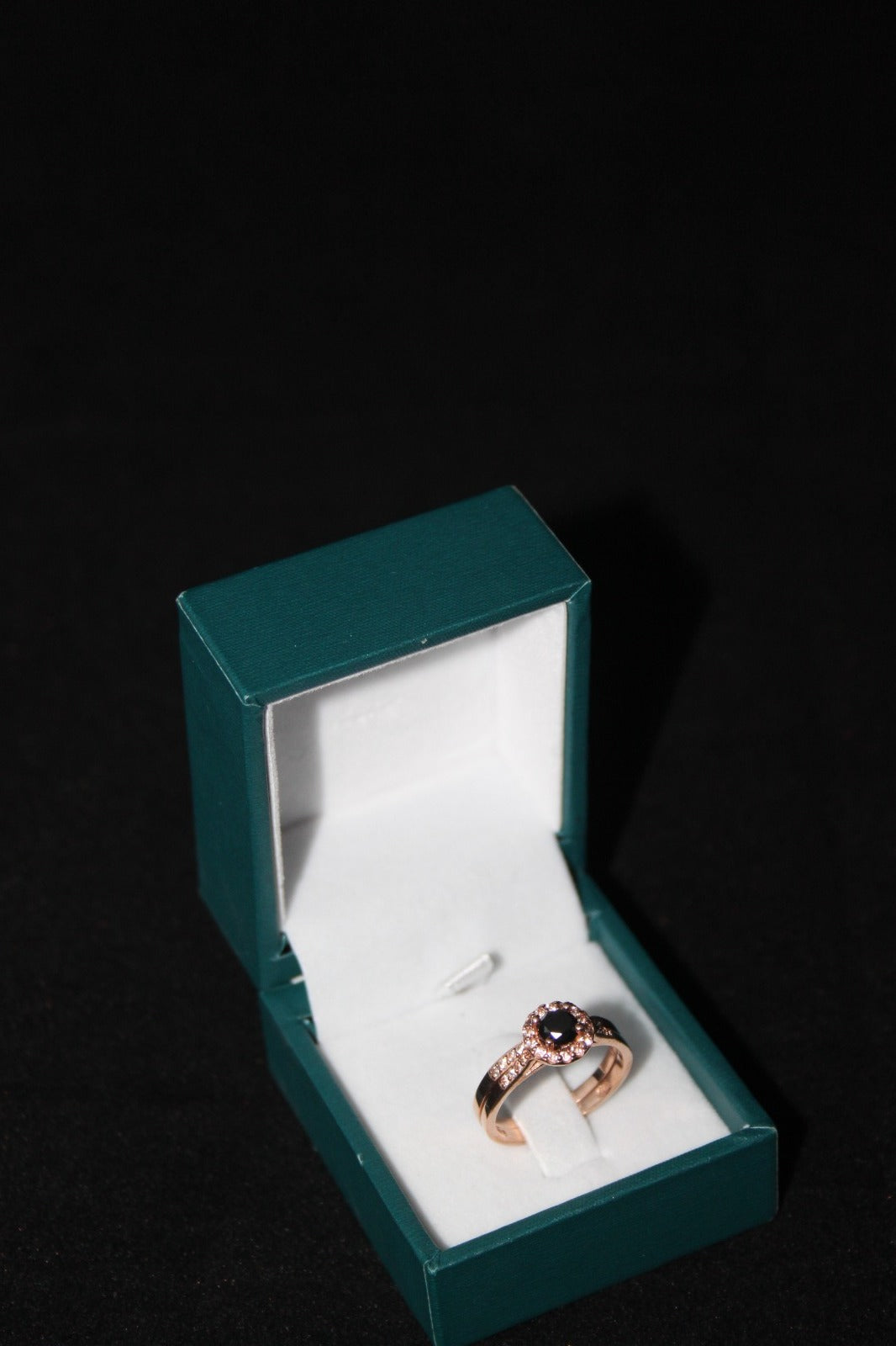 9ct Rose Gold Black Diamond and White Sapphire Twin Set